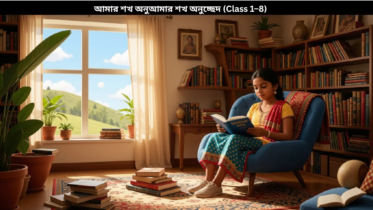 আমার শখ অনুচ্ছেদ (Class 1–8): সহজ উদাহরণ, ১০টি বাক্য ও লেখার নিয়ম 2 একজন শিক্ষার্থী বই পড়া, ছবি আঁকা ও অন্যান্য প্রিয় শখ নিয়ে সময় কাটাচ্ছে