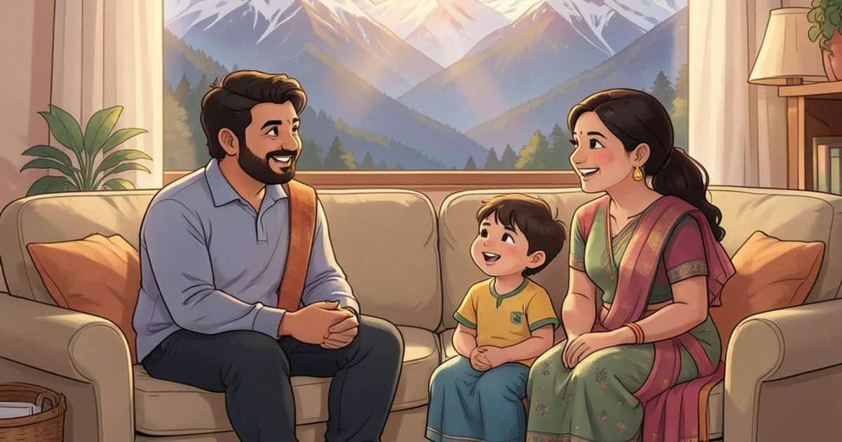 Happy family sitting together at home – My Family Essay