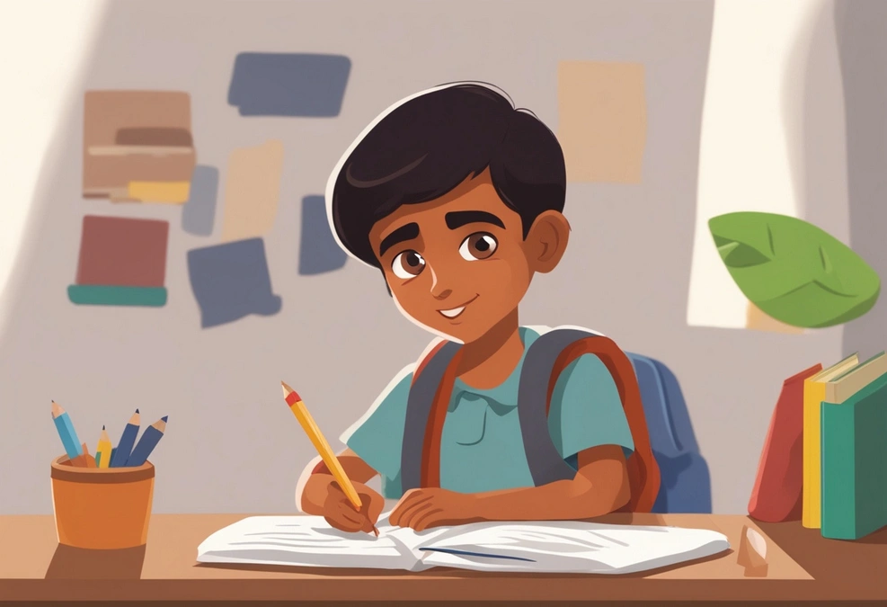 বাংলা মাধ্যমের ছাত্রছাত্রীরা রচনা লেখা শিখছে