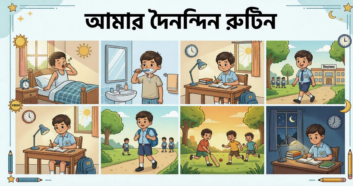 আমার দৈনন্দিন রুটিন রচনা শিক্ষার্থীদের জন্য – স্কুল জীবনের দৈনন্দিন কার্যক্রমের চিত্র