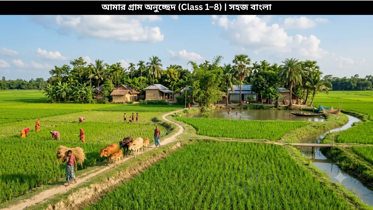 গ্রামের মানুষরা মাটির পথ দিয়ে এগিয়ে চলেছে