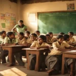 আমার শ্রেণিকক্ষ রচনা ছবিতে শিক্ষক ও শিক্ষার্থীদের শ্রেণিকক্ষের দৃশ্য