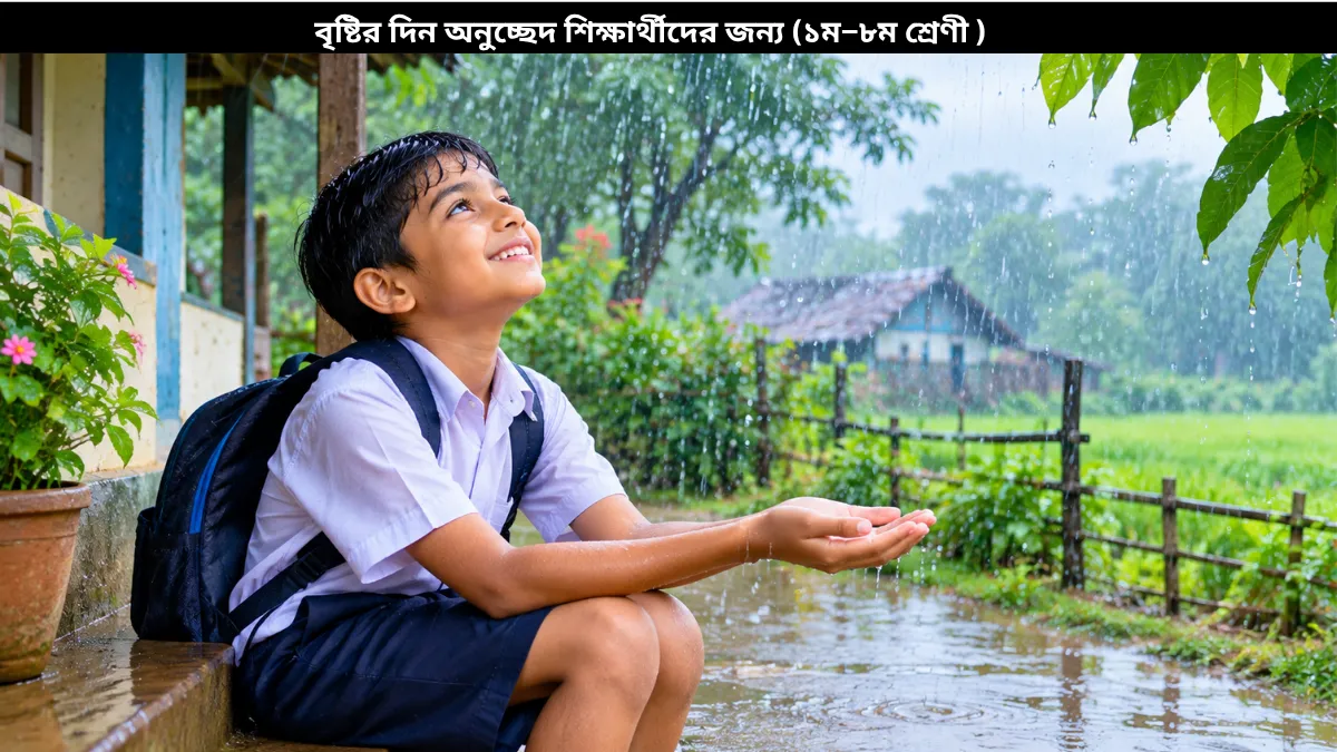 A schoolgirl enjoying a rainy day while sitting on a covered porch with a warm drink and books