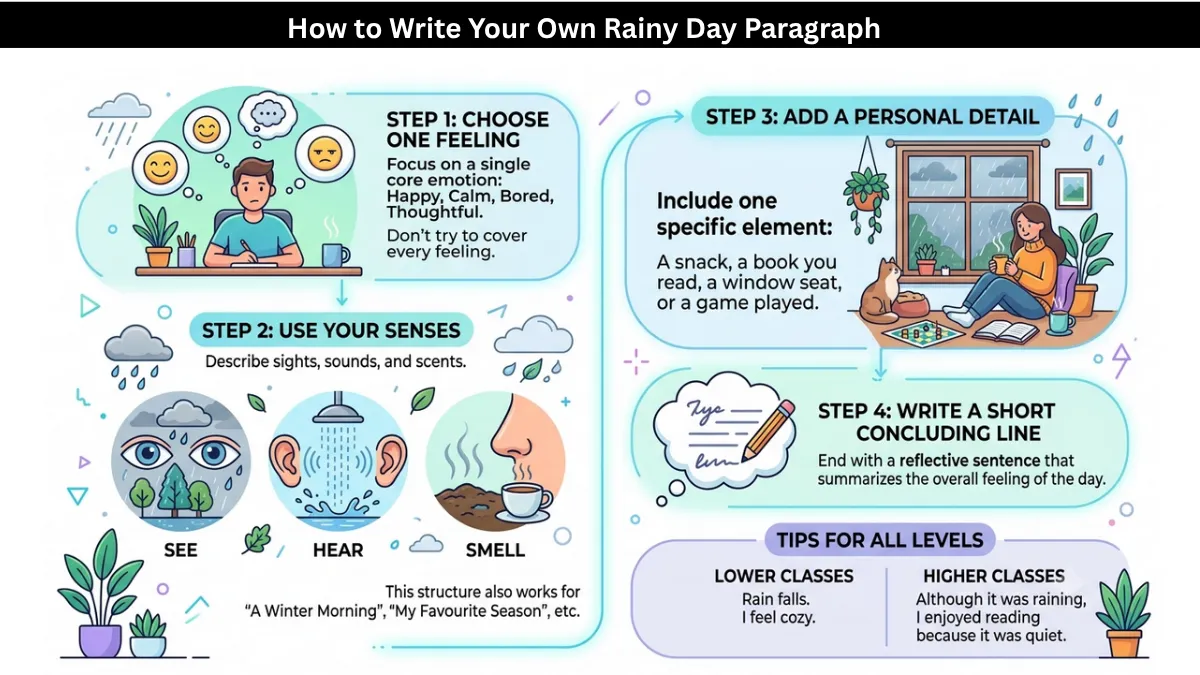How can a student will able to write a paragraph on a rainy day