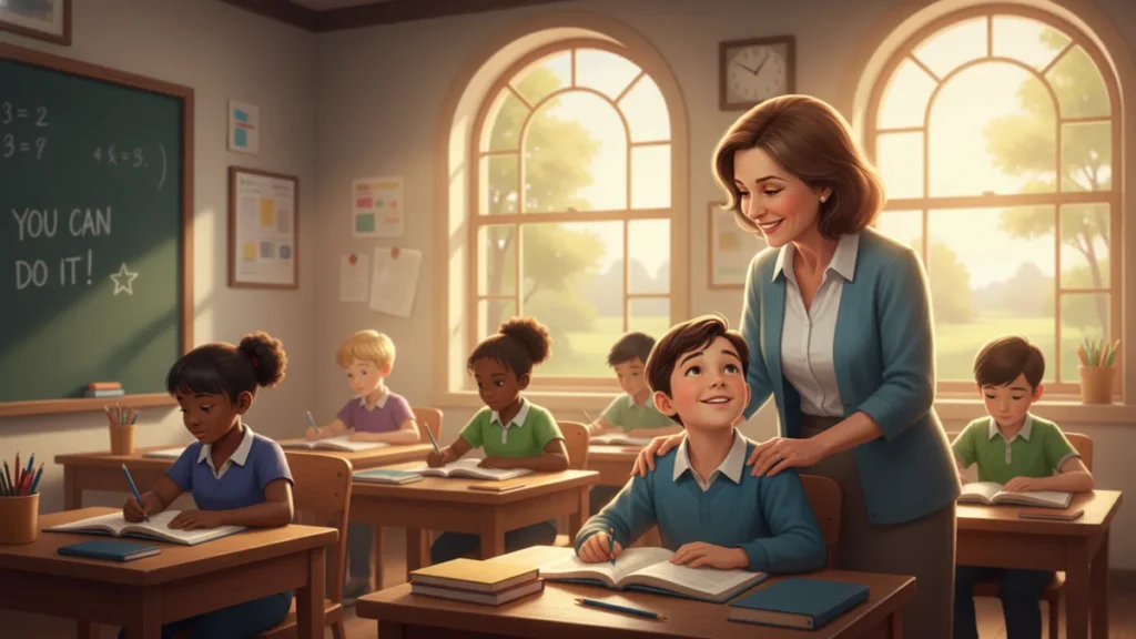 My Teacher Essay | আমার শিক্ষক প্রবন্ধ | সংক্ষিপ্ত, দীর্ঘ এবং প্রতিযোগিতামূলক সংস্করণ 4 Inspiring teacher helping a student in classroom – My Teacher Essay | আমার শিক্ষক প্রবন্ধ