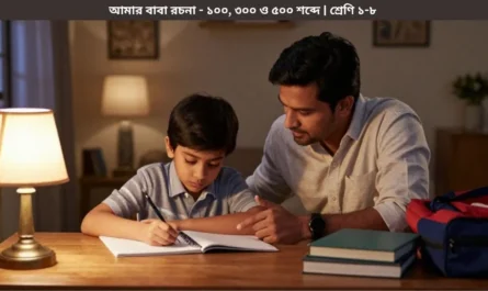 শ্রেণি ১ থেকে ৮-এর জন্য আমার বাবা রচনা লিখছে এমন এক ছাত্রকে সাহায্য করছেন তার বাবা