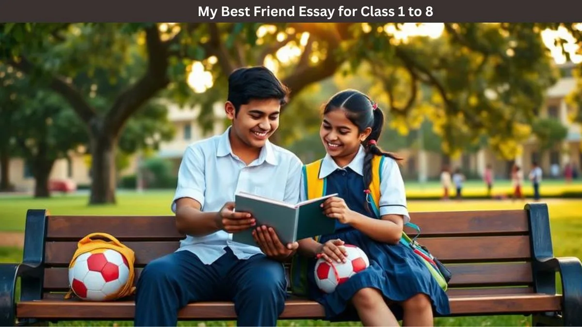 Two Indian school friends smiling together while studying and writing in a classroom