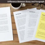 Difference between essay and paragraph illustrated with a comparison chart, writing structure, and examples for students.