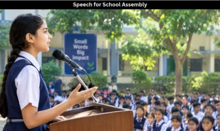 student giving a speech for school assembly