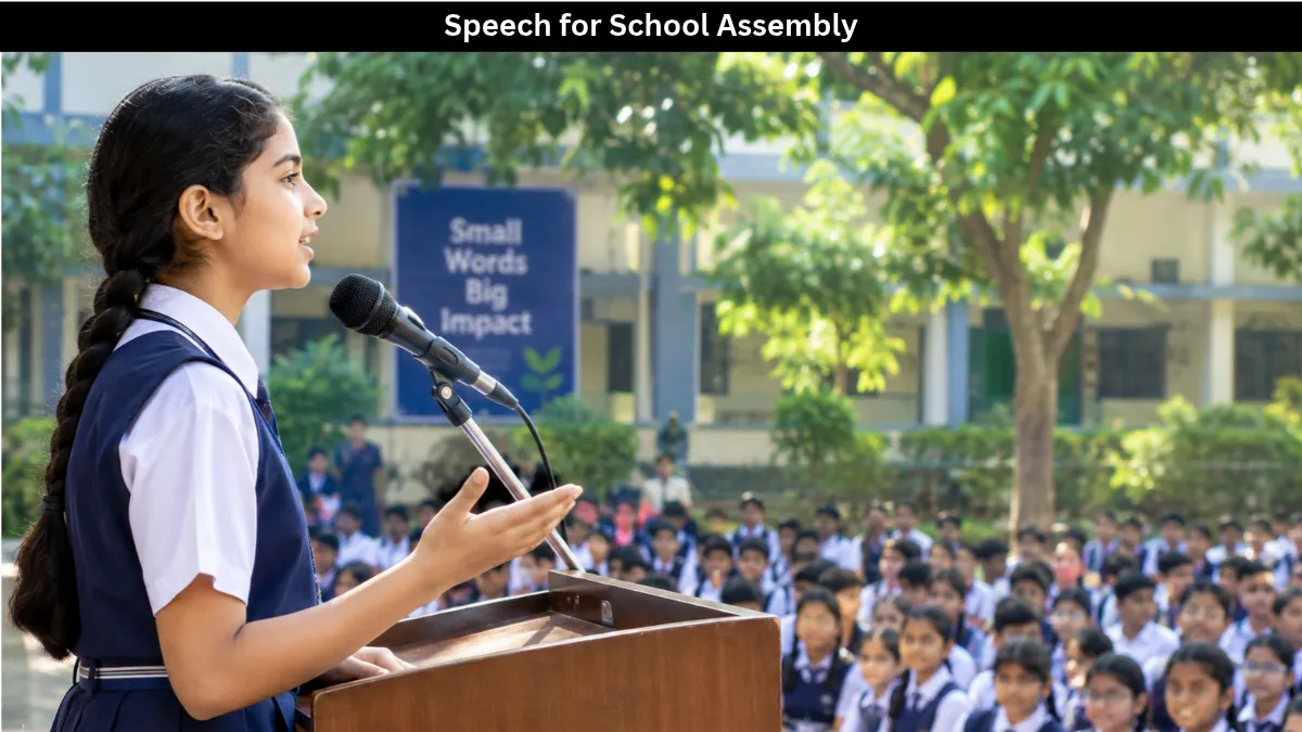 student giving a speech for school assembly