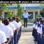 স্কুল সমাবেশে সারিবদ্ধ শিক্ষার্থী ও শিক্ষক